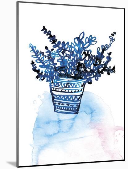 Blue Succulent Pot-Paula Mills-Mounted Giclee Print