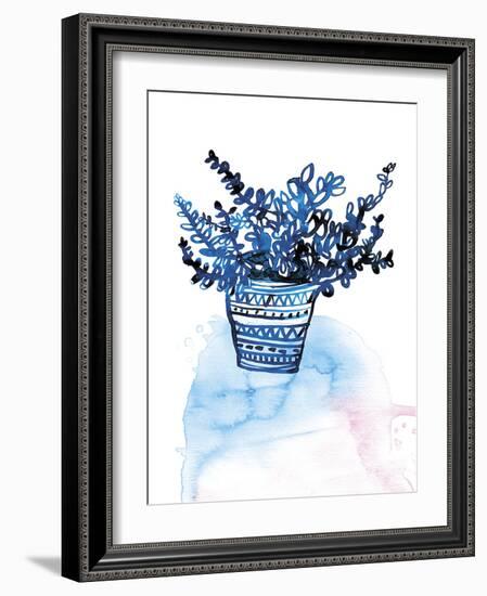 Blue Succulent Pot-Paula Mills-Framed Giclee Print