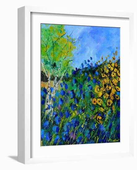 Blue summer flowers-Pol Ledent-Framed Art Print