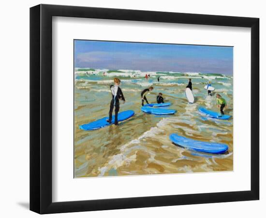 Blue Surf Boards, Bude, 2019 (Oil on Canvas)-Andrew Macara-Framed Giclee Print