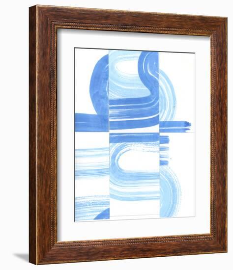 Blue Swish V-Bellissimo Art 0-Framed Art Print