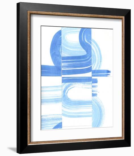 Blue Swish V-Bellissimo Art 0-Framed Art Print
