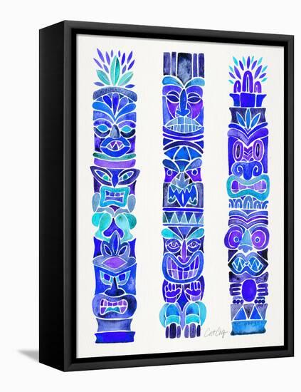 Blue Tiki Totems-Cat Coquillette-Framed Premier Image Canvas