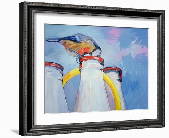 Blue Tit and Milk Bottle, 1982-Peter Wilson-Framed Giclee Print