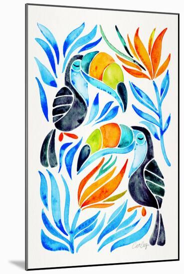 Blue Toucans-Cat Coquillette-Mounted Giclee Print