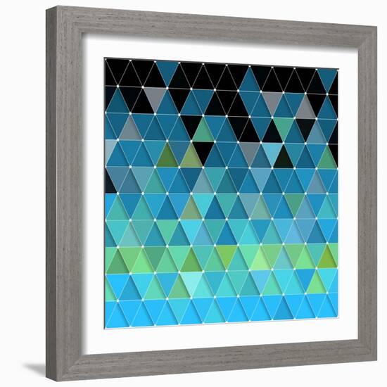 Blue Triangles Pattern-Maksim Krasnov-Framed Art Print