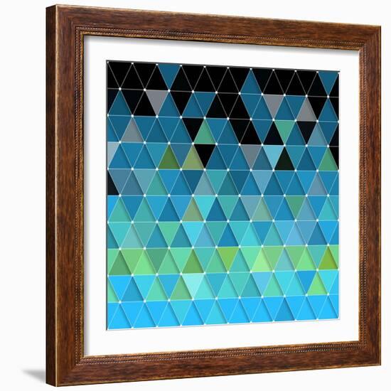 Blue Triangles Pattern-Maksim Krasnov-Framed Art Print