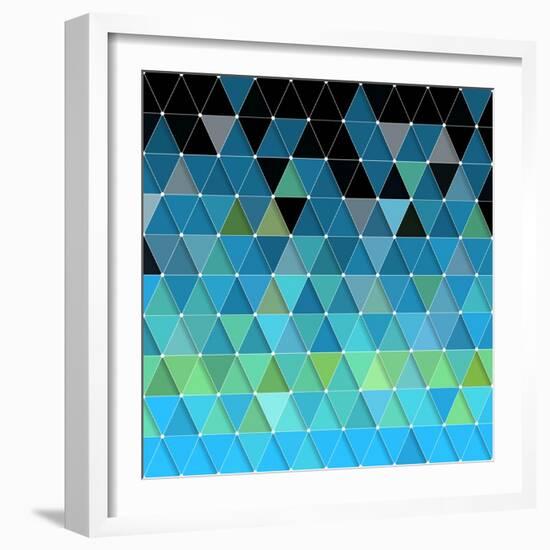 Blue Triangles Pattern-Maksim Krasnov-Framed Art Print