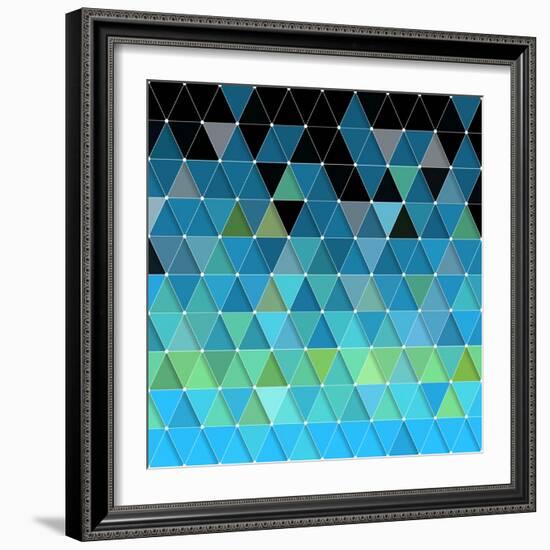 Blue Triangles Pattern-Maksim Krasnov-Framed Art Print