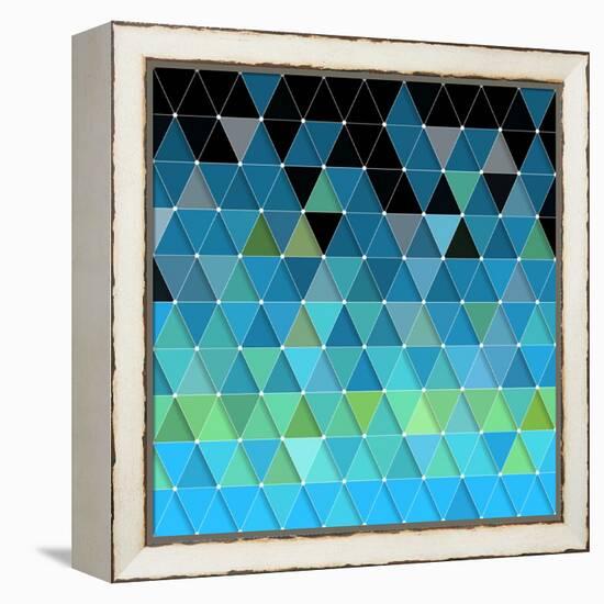 Blue Triangles Pattern-Maksim Krasnov-Framed Stretched Canvas