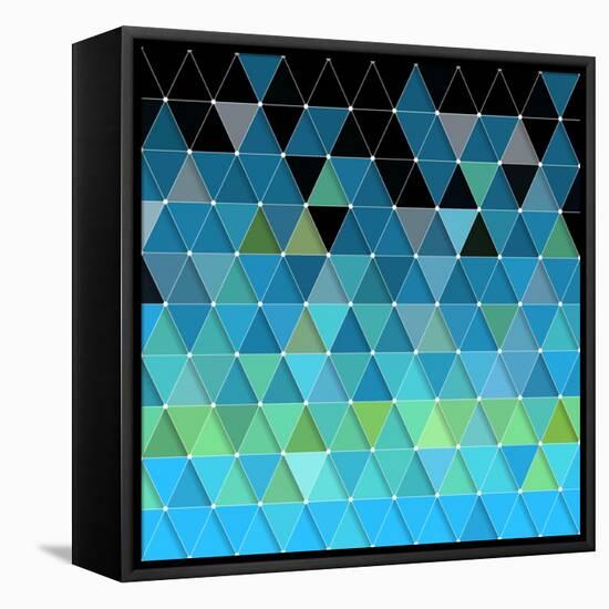 Blue Triangles Pattern-Maksim Krasnov-Framed Stretched Canvas