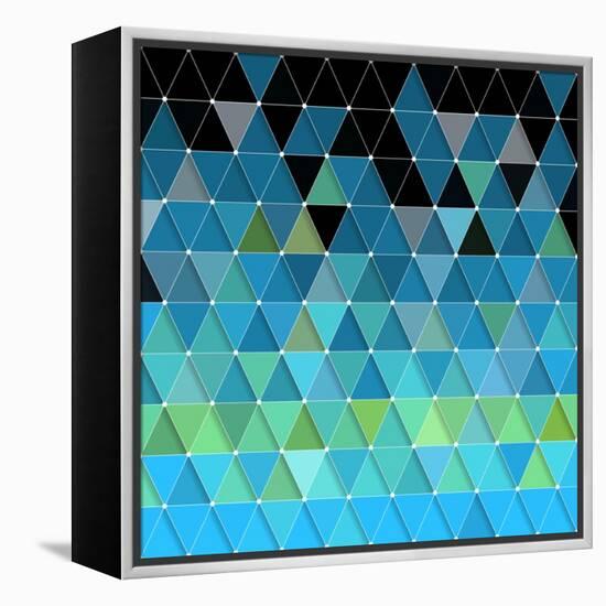 Blue Triangles Pattern-Maksim Krasnov-Framed Stretched Canvas