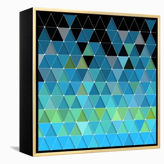 Blue Triangles Pattern-Maksim Krasnov-Framed Stretched Canvas