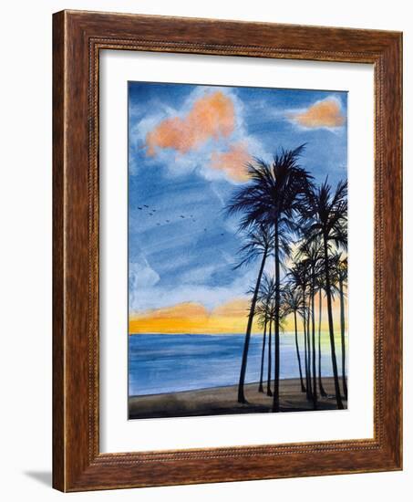 Blue Tropic Nights II-Linda Baliko-Framed Art Print