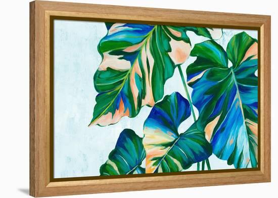 Blue Tropical Leaves I-Alex Black-Framed Stretched Canvas