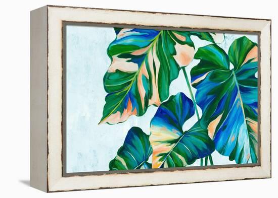 Blue Tropical Leaves I-Alex Black-Framed Stretched Canvas