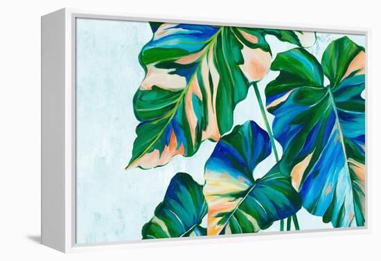 Blue Tropical Leaves I-Alex Black-Framed Stretched Canvas