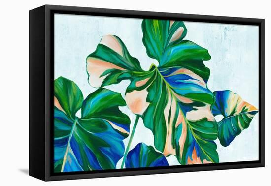 Blue Tropical Leaves II-Alex Black-Framed Stretched Canvas