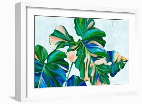 Blue Tropical Leaves II-Alex Black-Framed Art Print