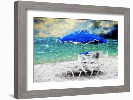 Blue Umbrella - In the Style of Oil Painting-Philippe Hugonnard-Framed Giclee Print