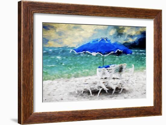 Blue Umbrella - In the Style of Oil Painting-Philippe Hugonnard-Framed Giclee Print