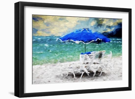 Blue Umbrella - In the Style of Oil Painting-Philippe Hugonnard-Framed Giclee Print