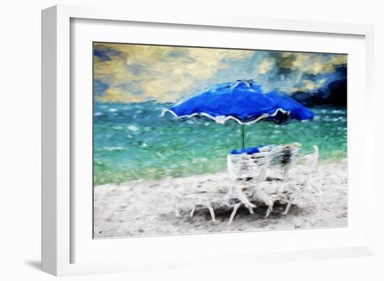 Blue Umbrella - In the Style of Oil Painting-Philippe Hugonnard-Framed Giclee Print