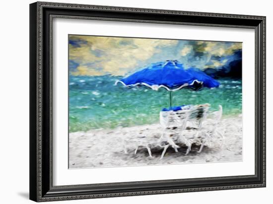 Blue Umbrella - In the Style of Oil Painting-Philippe Hugonnard-Framed Giclee Print