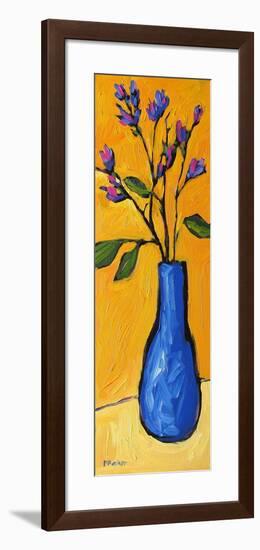 Blue Vase On Yellow-Patty Baker-Framed Art Print