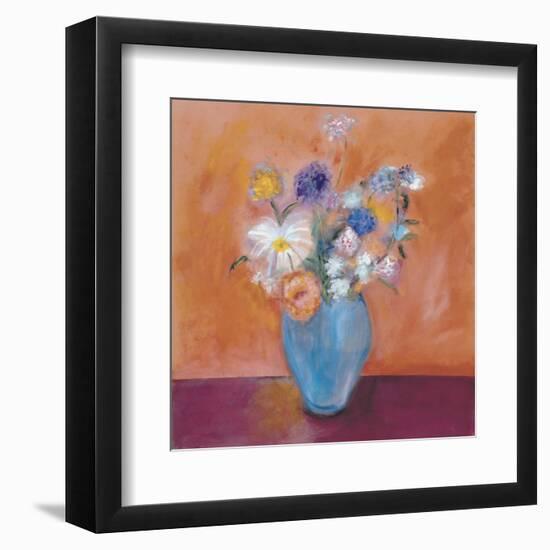 Blue Vase with Flowers-Nancy Ortenstone-Framed Art Print