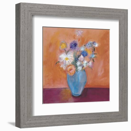 Blue Vase with Flowers-Nancy Ortenstone-Framed Art Print