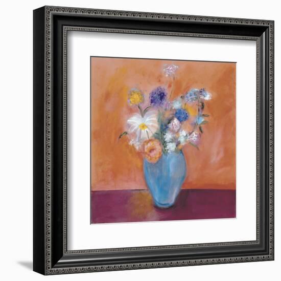 Blue Vase with Flowers-Nancy Ortenstone-Framed Art Print