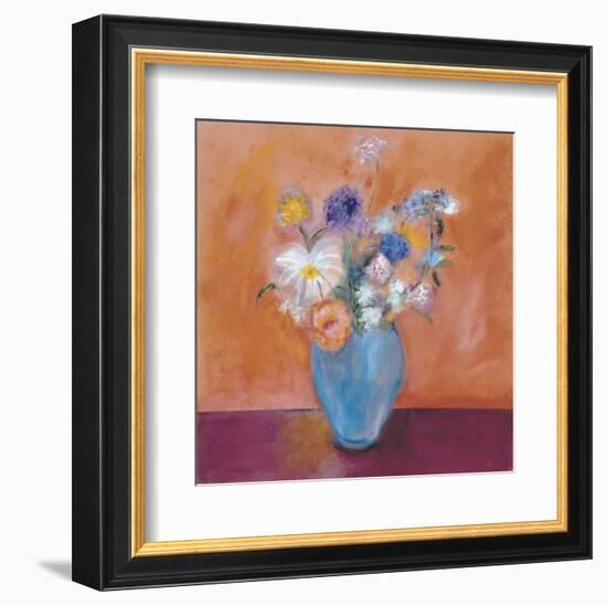 Blue Vase with Flowers-Nancy Ortenstone-Framed Art Print