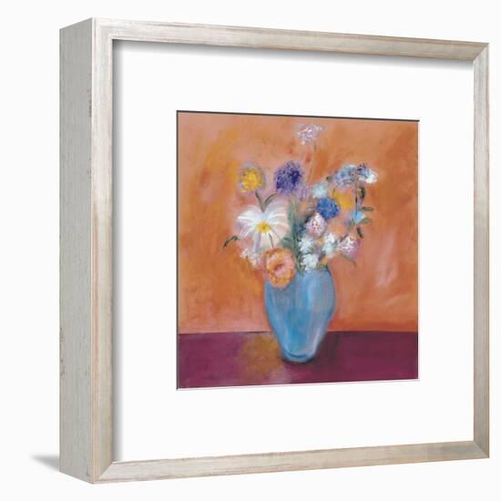 Blue Vase with Flowers-Nancy Ortenstone-Framed Art Print