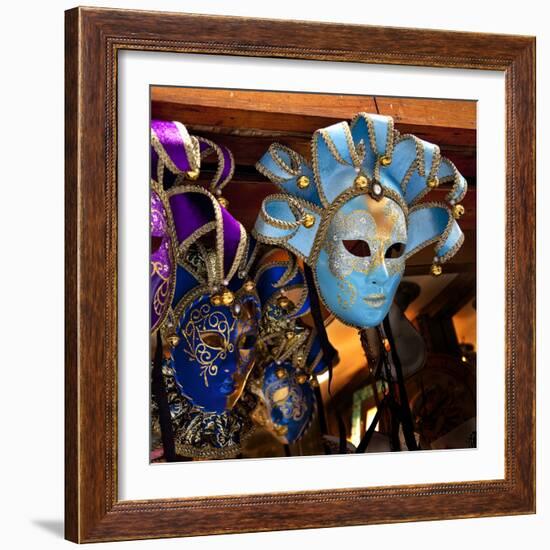 Blue Venetian Masks, Venice, Italy-William Perry-Framed Photographic Print