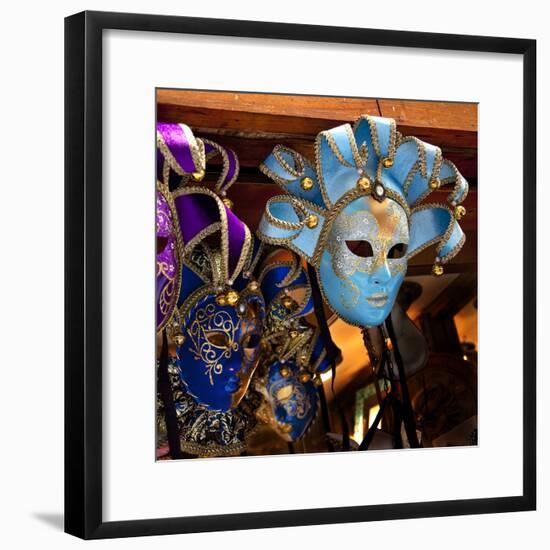 Blue Venetian Masks, Venice, Italy-William Perry-Framed Photographic Print