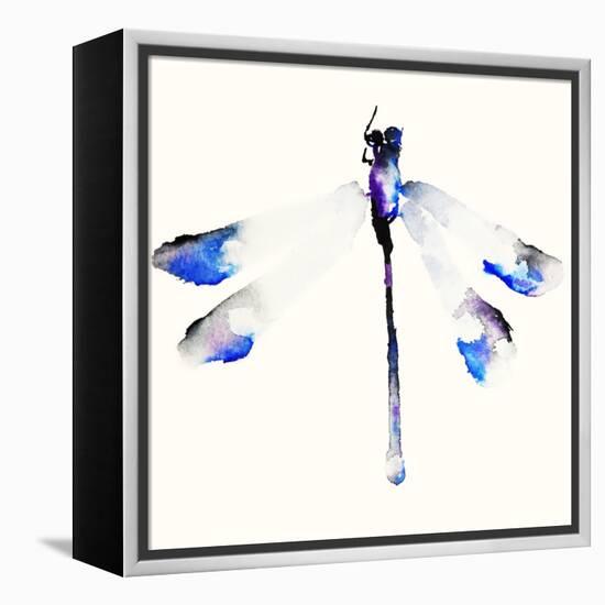Blue & Violet Dragonfly-Karin Johannesson-Framed Stretched Canvas