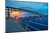 Blue Water Bridge at dusk, Port Huron, Michigan, USA-null-Mounted Photographic Print