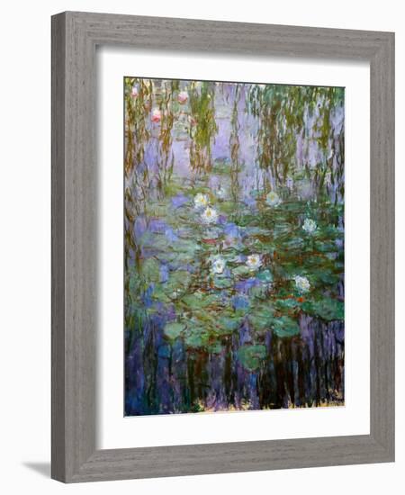 Blue Water Lilies (Detail), 1916-1919 (Oil on Canvas)-Claude Monet-Framed Giclee Print