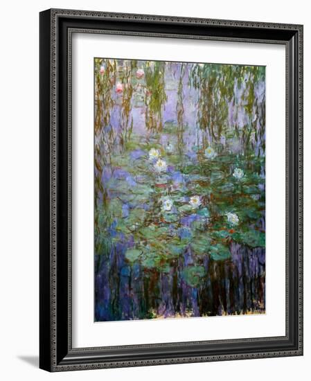 Blue Water Lilies (Detail), 1916-1919 (Oil on Canvas)-Claude Monet-Framed Giclee Print