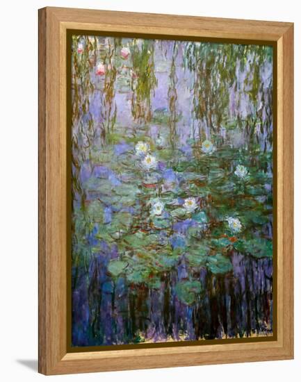 Blue Water Lilies (Detail), 1916-1919 (Oil on Canvas)-Claude Monet-Framed Premier Image Canvas