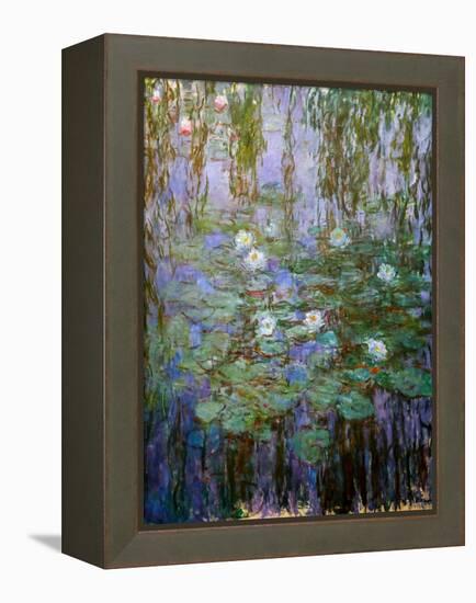 Blue Water Lilies (Detail), 1916-1919 (Oil on Canvas)-Claude Monet-Framed Premier Image Canvas
