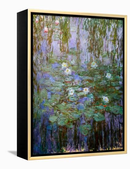 Blue Water Lilies (Detail), 1916-1919 (Oil on Canvas)-Claude Monet-Framed Premier Image Canvas