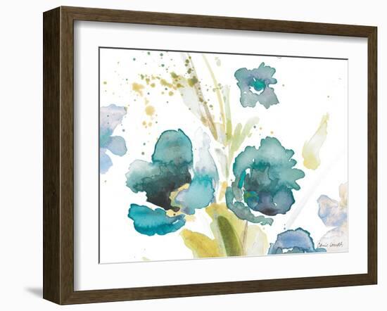 Blue Watercolor Modern Poppies I-Lanie Loreth-Framed Art Print