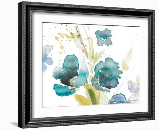 Blue Watercolor Modern Poppies I-Lanie Loreth-Framed Art Print