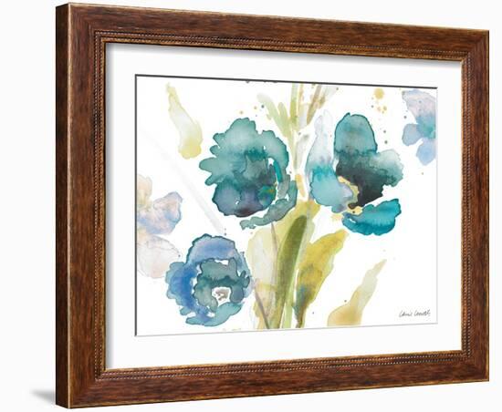 Blue Watercolor Modern Poppies II-Lanie Loreth-Framed Art Print