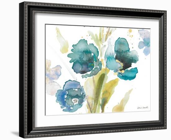 Blue Watercolor Modern Poppies II-Lanie Loreth-Framed Art Print