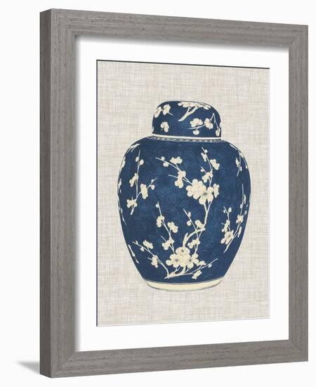 Blue & White Ginger Jar on Linen I-Vision Studio-Framed Art Print