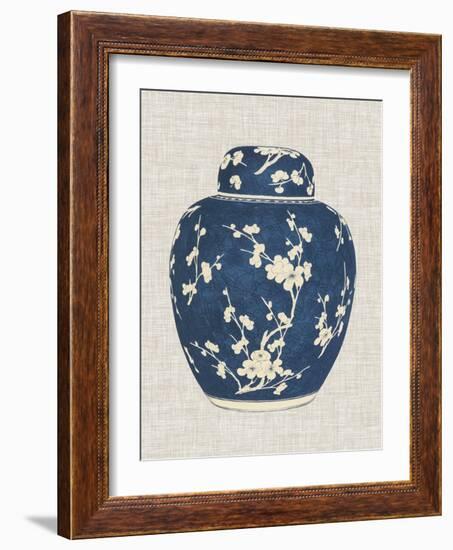 Blue & White Ginger Jar on Linen I-Vision Studio-Framed Art Print