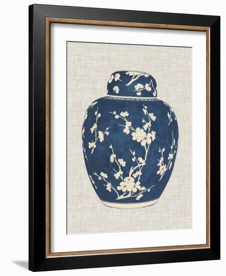 Blue & White Ginger Jar on Linen I-Vision Studio-Framed Art Print